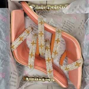 Cape Robbin Women's Star Embellished Sandals Peach Size 8
